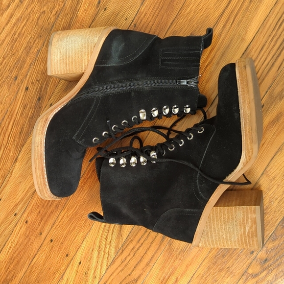 Free People x Jeffrey Campbell Lace-Up Block Booties - Picture 2 of 7
